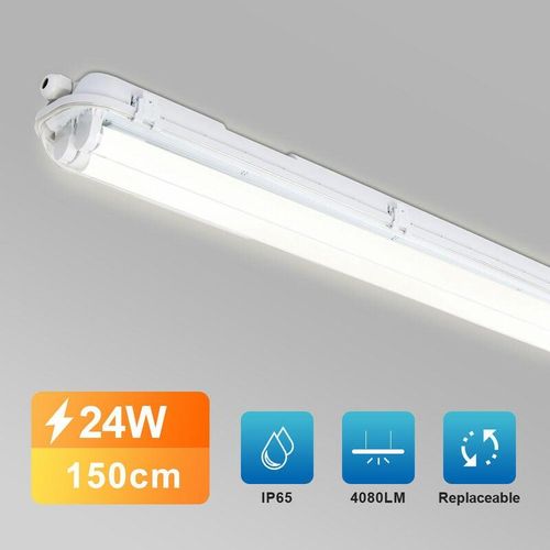 9114681078980 - Swanew - Lampe led pour locaux humides Tube Tube Lampe à vasque Cave Lampe 150cm Blanc neutre 2X