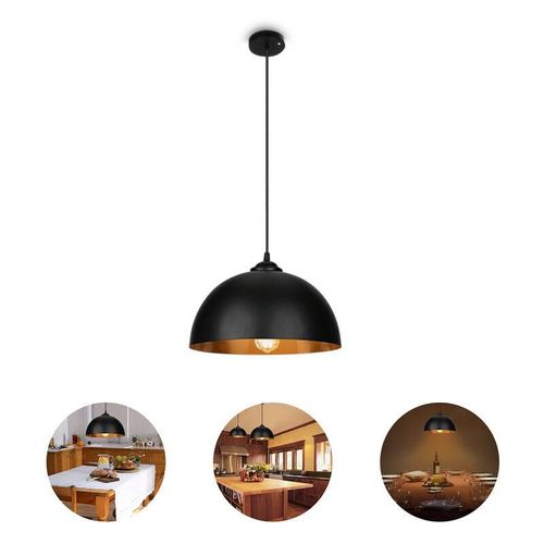 9114680757671 - SWANEW 2x Suspension Luminaire lampe à suspendre abat-jour Lampe à suspendre industrielle Lampe de plafond noir-or Lampe à suspendre