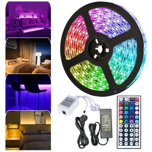 9051292156631 - Swanew - 1m Ruban led bande led rgb 5050 smd bande led 60 led led non étanche (IP20) avec télécommande 44 boutons