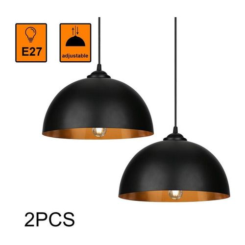 9114681071394 - Swanew - 2x Suspension Luminaire led Lampe suspendue Lampe suspendue Salle à manger Abat-jour noir et or Lampe suspendue