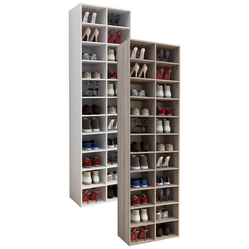 4051814427329 - Schuhregal Holz Schuhregal Maße ca H 183 x B 52 x T 30 cm Schuhkommode mit 22 Fächer Schuhschrank - Hinsol XL Gr 52 weiß B52cm H183cm T30cm Holzwerkstoff Holz Spanplatte Regale