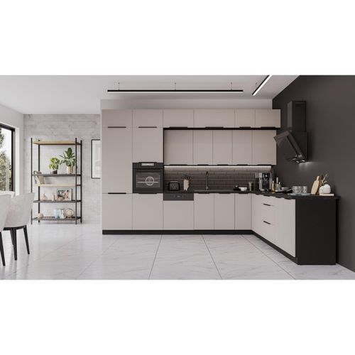 4255832101104 - Winkelküche ARONA 350x290 Küchenzeile Eckküche Küche Kaschmir Schwarz + Stauraum 4255832101104 - Winkelküche ARONA 350x290 Küchenzeile Eckküche Küche Kaschmir Schwarz + Stauraum