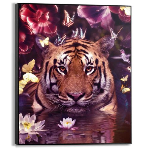 8714597637687 - Bild FLORAL TIGER (BHT 50x40x3 cm) BHT 50x40x3 cm bunt Kunstdruck Gemälde Wandbild
