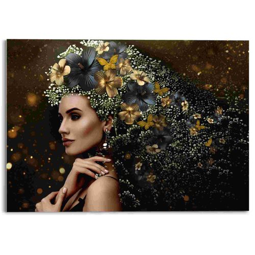8714597611915 - Glasbild REINDERS Glasbild Elegante Frau Blumen - Festlich Schmetterling Eleganz gold (goldfarben) Bilder B H 70cm x 50cm Frau Acrylglas B70cm H50cm 8714597611915 - Glasbild REINDERS Glasbild Elegante Frau Blumen - Festlich Schmetterling Eleganz gold (goldfarben) Bilder B H 70cm x 50cm Frau Acrylglas B70cm H50cm