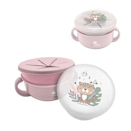 3801302041299 - Kikkaboo Kinder Snackschale Savanna 2 in 1 Deckel Griffe Fassungsvermögen 380 ml rosa