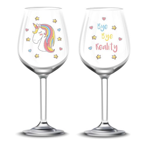 4007698026547 - EinhornLiebe - Weingläser Set - Bye Bye Reality (2 Stück) Weinglas Glas Unicorn Einhorn