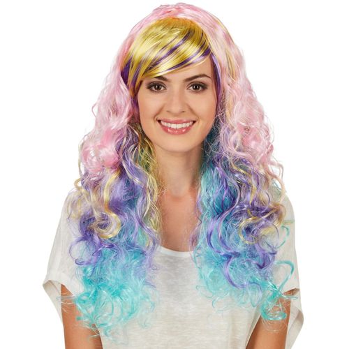 4260517466843 - tectake® Frauenperücke Locken Ombré Pastell