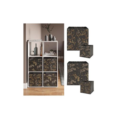 4066731044399 - Faltbox Aufbewahrungsbox Regalbox Schwarz Gold Floral 2 Hartkarton Ablage 4066731044399 - Faltbox Aufbewahrungsbox Regalbox Schwarz Gold Floral 2 Hartkarton Ablage