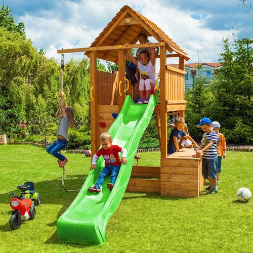 5902730330042 - Thegoodgarden - Fungoo Spielturm Fortress Toybox teak mit Rutsche Toybox Holzdach Leiter Steuerrad Kletterwand 5902730330042 - Thegoodgarden - Fungoo Spielturm Fortress Toybox teak mit Rutsche Toybox Holzdach Leiter Steuerrad Kletterwand