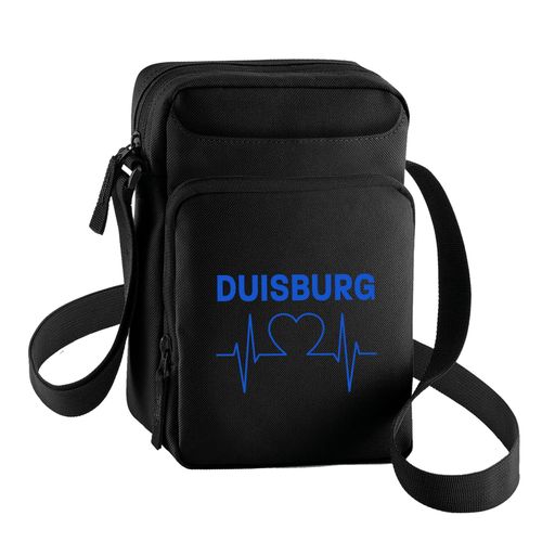 4068859037246 - multifanshop Umhängetasche - Duisburg - Herzschlag - Druck blau - Tasche