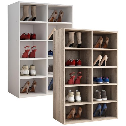4051814427312 - Schuhregal Holz Schuhregal Maße ca H 84 x B 55 x T 30 cm Schuhkommode mit 10 Fächer Schuhschrank - Hinsol M Gr 55 weiß B55cm H84cm T30cm Holzwerkstoff Holz Spanplatte Regale
