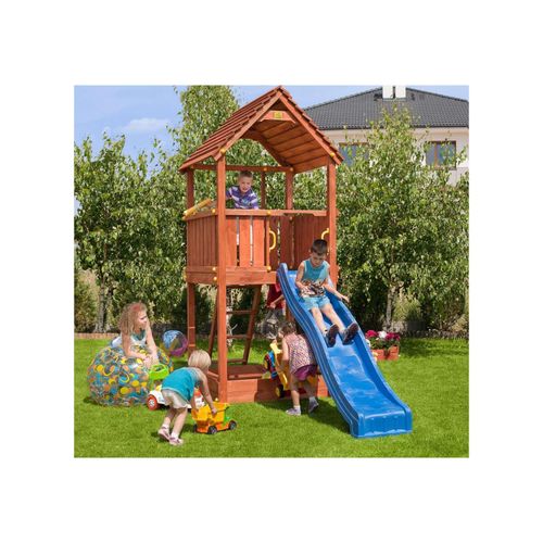 5902020527169 - Spielturm Joy teak mit Rutsche Leiter Holzdach und Fernrohr - Fungoo 5902020527169 - Spielturm Joy teak mit Rutsche Leiter Holzdach und Fernrohr - Fungoo