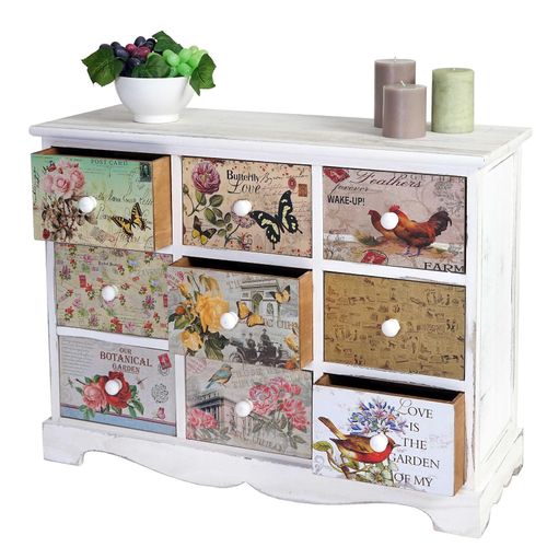 4057651111599 - Kommode Arnhem Schubladenschrank Shabby-Look Vintage 9 Schubladen 60x79x30cm 4057651111599 - Kommode Arnhem Schubladenschrank Shabby-Look Vintage 9 Schubladen 60x79x30cm