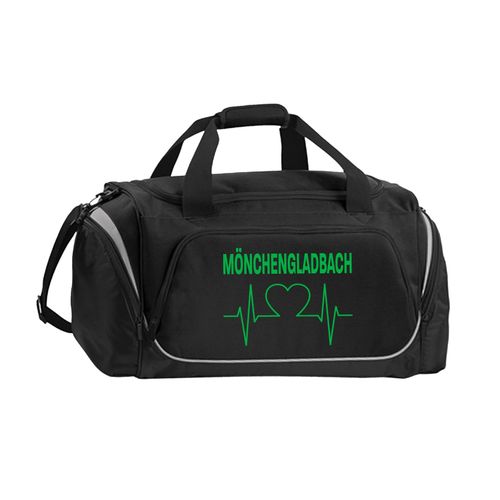 4068859174286 - multifanshop Sporttasche - Mönchengladbach - Herzschlag - Druck grün - Tasche