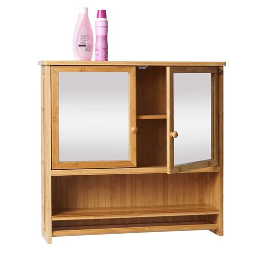 4057651776965 - Spiegelschrank MCW-B18 Badspiegelschrank Hängeschrank 3 Regalböden 2 Türen Spiegel Bambus 62x66x15cm 4057651776965 - Spiegelschrank MCW-B18 Badspiegelschrank Hängeschrank 3 Regalböden 2 Türen Spiegel Bambus 62x66x15cm