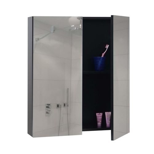 4057651324579 - Spiegelschrank MCW-B19b Badschrank Hängeschrank 2 Regalböden hochglanz MVG-zertifiziert 70x60x16cm ~ schwarz 4057651324579 - Spiegelschrank MCW-B19b Badschrank Hängeschrank 2 Regalböden hochglanz MVG-zertifiziert 70x60x16cm ~ schwarz