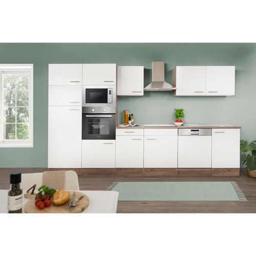 4260515339729 - Küchenprogramm Eiche York Küchenzeile 340 cm inkl E-Geräte & Mineralite Einbauspüle weiß 4260515339729 - Küchenprogramm Eiche York Küchenzeile 340 cm inkl E-Geräte & Mineralite Einbauspüle weiß
