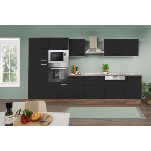 4260515339712 - Küchenprogramm Eiche York Küchenzeile 340 cm inkl E-Geräte & Mineralite Einbauspüle schwarz 4260515339712 - Küchenprogramm Eiche York Küchenzeile 340 cm inkl E-Geräte & Mineralite Einbauspüle schwarz