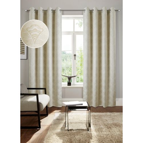 4068222400806 - Verdunkelungsvorhang BRUNO BANANI Alessio Gr 1 beige B130cm H145cm Polyester Gardinen Elegantes Muster Jacquard verdunkelnder Vorhang blickdicht modern