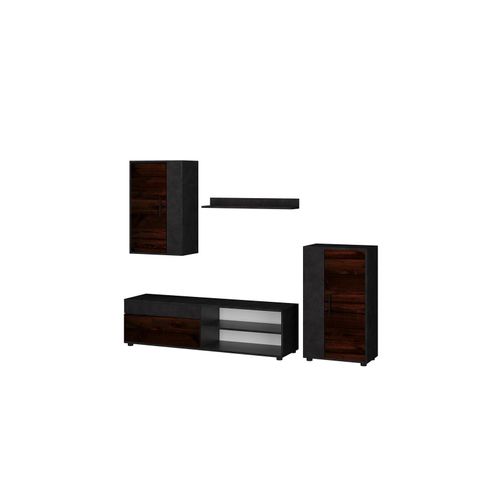 4251421971028 - Wohnwand BERNO Dunkel Old Style Schrankwand Lowboard TV Hängeschrank VICCO 4251421971028 - Wohnwand BERNO Dunkel Old Style Schrankwand Lowboard TV Hängeschrank VICCO
