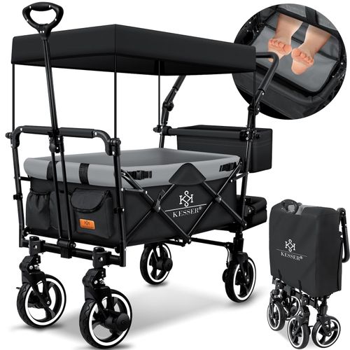 4260729119612 - KESSER® Bollerwagen Faltbar GTS-9100 mit Dach Handwagen Transportwagen klappbar inkl 2x 3-Punkt Gurtsystem 360° Vollgummi-Reifen & Innenraumverlängerung Vorder- und Hinter-Bremse + Tragetasche 4260729119612 - KESSER® Bollerwagen Faltbar GTS-9100 mit Dach Handwagen Transportwagen klappbar inkl 2x 3-Punkt Gurtsystem 360° Vollgummi-Reifen & Innenraumverlängerung Vorder- und Hinter-Bremse + Tragetasche