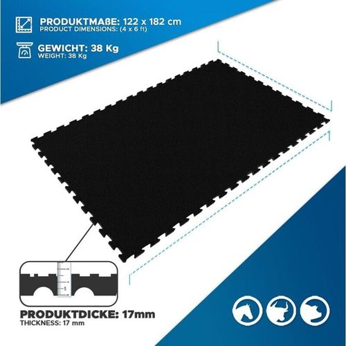 4066088887205 - Puzzle-Stallmatte aus Gummi Pontiac Stallboden 120 x 180 cm Vierseitiges Interlocking - Schwarz