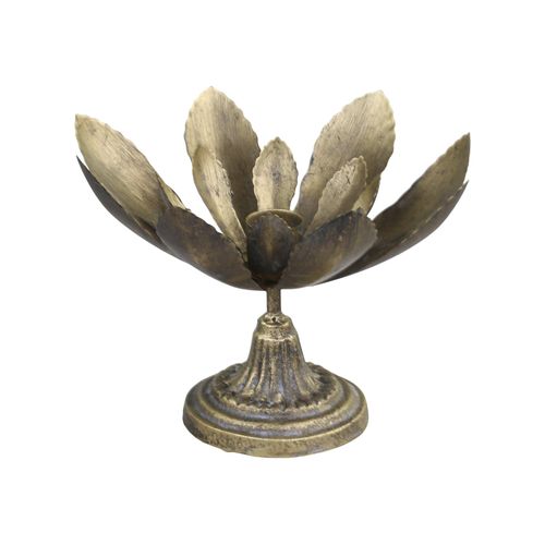 5712750308149 - Chic Antique Kerzenhalter mit Blatt und Fuß H12 D155 cm antik messing 5712750308149 - Chic Antique Kerzenhalter mit Blatt und Fuß H12 D155 cm antik messing