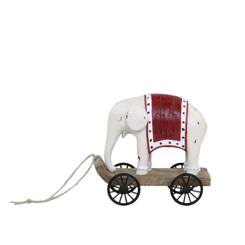 5712750345892 - Chic Antique Vintage Elefant Weihnachtsdeko H10 L11 B65 cm antique creme rot