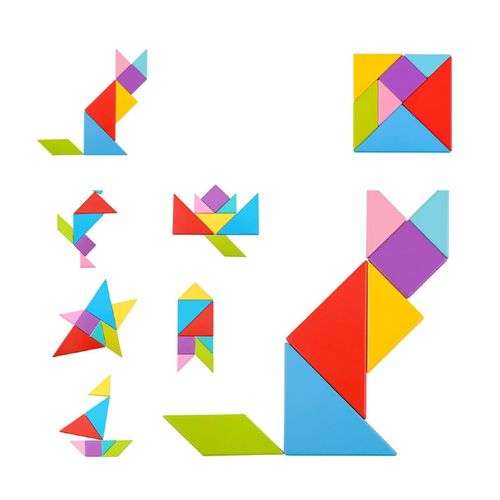 6970090042874 - Tooky Toy Holz Puzzle Tangram TY879 40-teilig geometrische Formen ab 3 Jahren rot 6970090042874 - Tooky Toy Holz Puzzle Tangram TY879 40-teilig geometrische Formen ab 3 Jahren rot