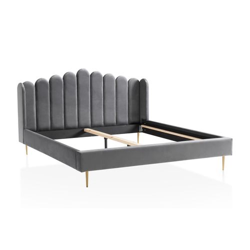 4059865182310 - Muschelbett Samt 180x200cm grau Bettgestell Bettrahmen Polsterbett Ehebett 4059865182310 - Muschelbett Samt 180x200cm grau Bettgestell Bettrahmen Polsterbett Ehebett
