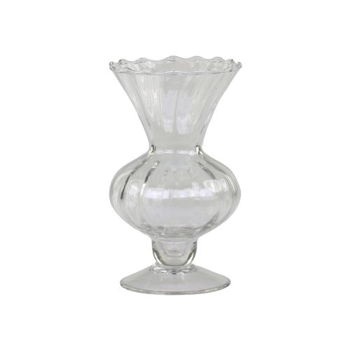 5712750314645 - Chic Antique Glasvase auf Fuß H13 D8 cm klar