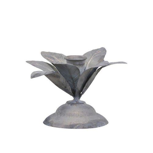 5712750335800 - Chic Antique Kerzenständer mit Blüte H9 x Ø12 cm antique zink 5712750335800 - Chic Antique Kerzenständer mit Blüte H9 x Ø12 cm antique zink