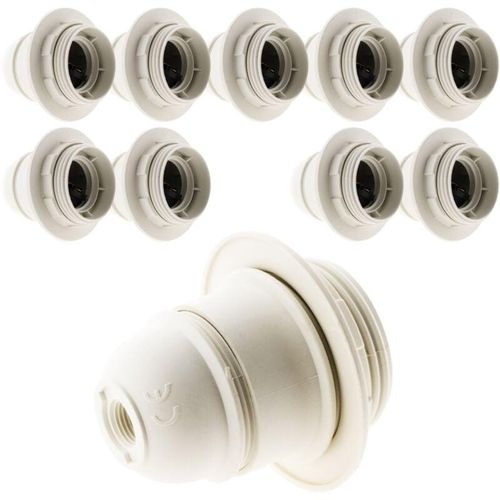 3700976204491 - Set mit 10 E27-Fassungen aus Thermoplast mit einfachem Ring Weiß - Zenitech