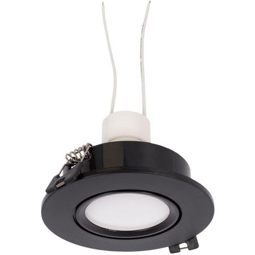 8435427144839 - Barcelona Led - kit x 10 - Schwarzes schwenkbares Downlight Ø90mm + Glühbirne GU10 5W + Sockel GU10 Lichtfarbe Neutralweiß - Neutralweiß