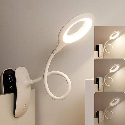 9022090403838 - Leselampe Buch-Clip-Leseleuchte wiederaufladbare Bettklemme dimmbare LED-Clip-Lampe 360° flexible Schwanenhals-Clip-Tischlampe für Nachtlesen