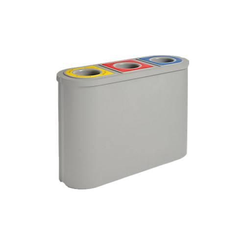 8713631716340 - Triomf Wertstoffsammler 3-fach HDPE 3 x 45 Liter für Papier Plastik Wiederverwertbares B 1100 x T 385 x H 755 mm lichtgrau