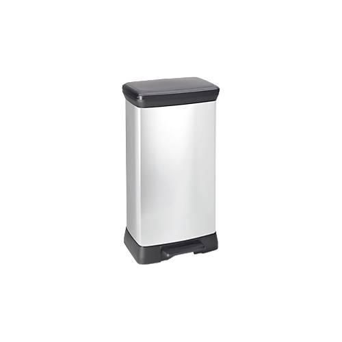 3253928680008 - Curver Tritt-Mülleimer Decobin Duo 2 x 23 Liter 70 % Recycling-Kunststoff Metalloptik B 390 x T 290 x H 720 mm silbern schwarz 3253928680008 - Curver Tritt-Mülleimer Decobin Duo 2 x 23 Liter 70 % Recycling-Kunststoff Metalloptik B 390 x T 290 x H 720 mm silbern schwarz