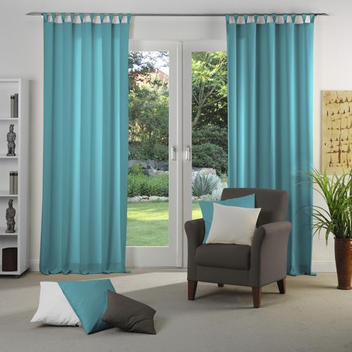 4004567420499 - Vorhang WIRTH Dim out blau (türkis) Gardinen 385cm Schlaufen 142cm Polyester nach Maß B142cm H385cm