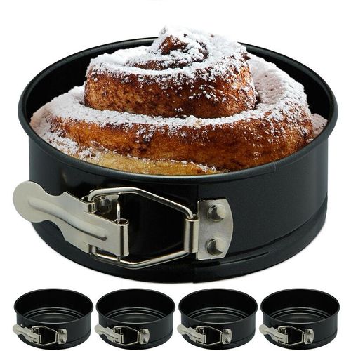 4052025287443 - Relaxdays Springform klein 5er Set Ø 12 cm rund antihaftbeschichtet 250°C hitzebeständig Mini Kuchenform schwarz