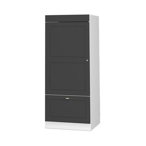 4066731196111 - Mikrowellenumbauschrank Küchenschrank Küchenmöbel Fame-Line Landhaus Weiß Anthrazit 60 cm Gold Küche Einbauküche Blende Hochschrank Schublade Mikrowelle Backofen Küchenzeile