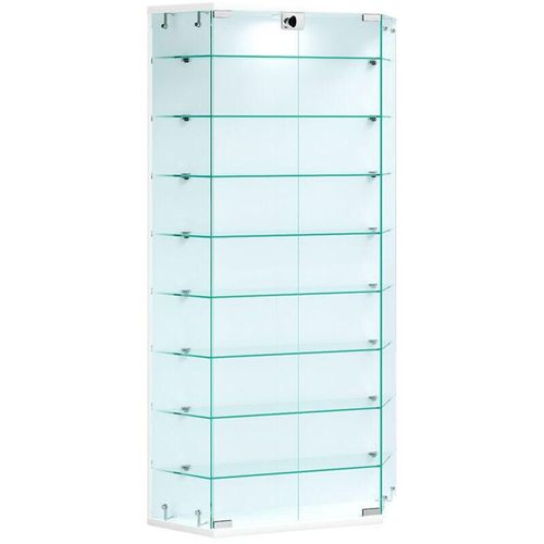 4051814437267 - Wandregal Glasvitrine hängend Vitrine Glas mit ESG-Sicherheitsglas Maße ca H 114 x B 83 x T 17 cm Hängevitrine Glas Modern und platzsparend Glas Vitrinenschrank - Benila XL Gr 83 weiß B83cm H114cm T17cm Holzwerkstoff Holz Spanplatte Glas Regale