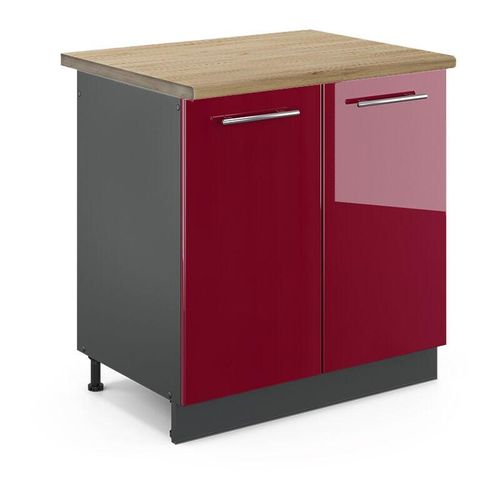 4066731389872 - Küchenschränke Fame-Line Bordeaux Hochglanz 80 cm  ap Eiche Vicco