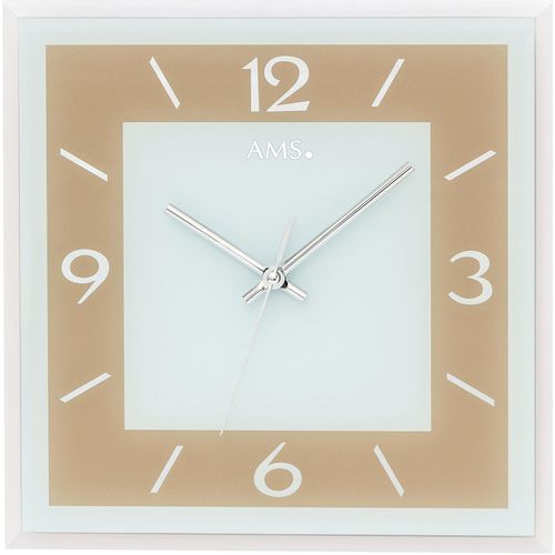 4037445154896 - Wanduhr AMS W9574 beige Wanduhren B H L 30cm x 3cm x 30cm QuarzuhrGlasWohnzimmerEsszimmerKücheArbeitszimmerBüro Flur