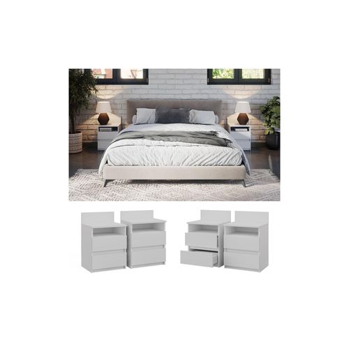 4066731326563 - Nachttisch 2er Set Monty 396 x 591 cm Weiß Nachtschrank 2 Schubfächer 4066731326563 - Nachttisch 2er Set Monty 396 x 591 cm Weiß Nachtschrank 2 Schubfächer