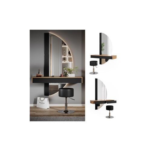 4066731405756 - Schminktisch Melisa Schwarz 120 cm mit Beleuchtung und Hocker Vicco 4066731405756 - Schminktisch Melisa Schwarz 120 cm mit Beleuchtung und Hocker Vicco