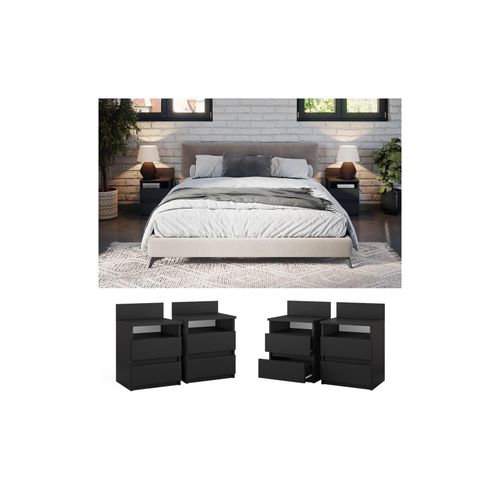 4066731326600 - Nachttisch 2er Set Monty 396 x 591 cm Schwarz 2 Schubfächer 4066731326600 - Nachttisch 2er Set Monty 396 x 591 cm Schwarz 2 Schubfächer