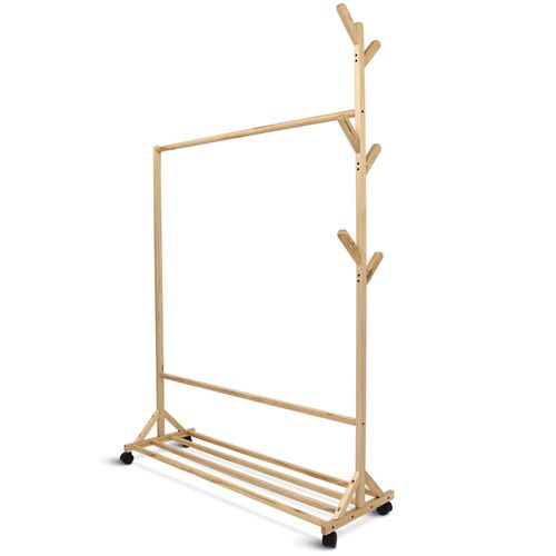 4260750011640 - holz4home® Garderobenständer aus Kiefernholz mit Kleiderstange 4260750011640 - holz4home® Garderobenständer aus Kiefernholz mit Kleiderstange