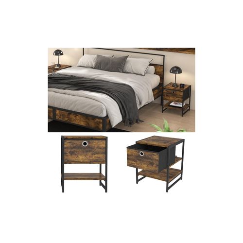 4066731466948 - Nachttisch Fyrk Eiche rustikal 40 x 50 cm 2er-Set Vicco