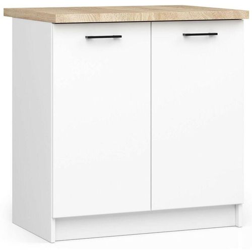 5901738168084 - Küchenschrank Akord oliwia modular S80 Unterschrank mit Arbeitsplatte Weiß 80 cm 2 Türen 2 Ebenen B80 x H85 x T46 cm