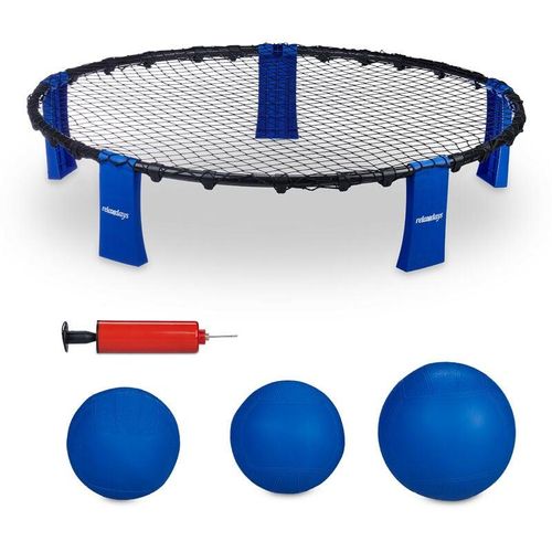 4052025460112 - Relaxdays - Roundnet Set Netz 3 Bälle Ballpumpe & Tragetasche Outdoor Ballspiel Strand Garten Park schwarz blau 4052025460112 - Relaxdays - Roundnet Set Netz 3 Bälle Ballpumpe & Tragetasche Outdoor Ballspiel Strand Garten Park schwarz blau